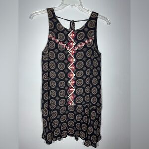THML Black Embroidered Geometric Dress Size Small Lined